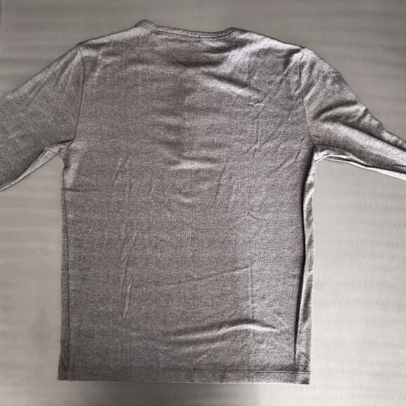 Theory Snap Henley Shirt in Modal Jersey Long Sleeve Relaxed Fit Gray Medium - Picture 4 of 11